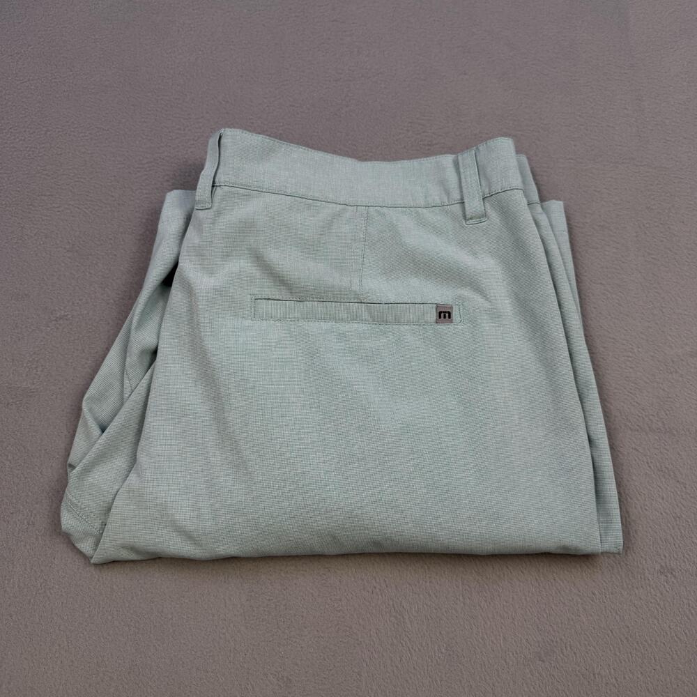 Travis Mathew Shorts Mens 36 Green Check Chino Golf Performance Stretch Casual